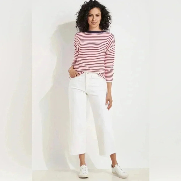 Vineyard Vines Sweater Pink Stripe Heather Gray Boatneck Women’s Small MSRP $90 - Picture 3 of 11